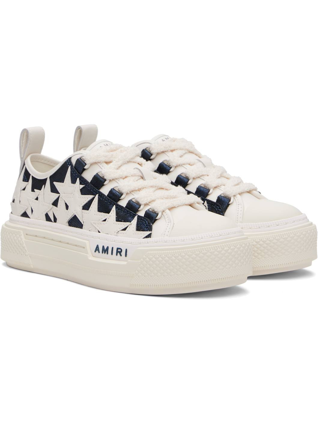 Blue Denim Stars Court Low Sneakers - 4