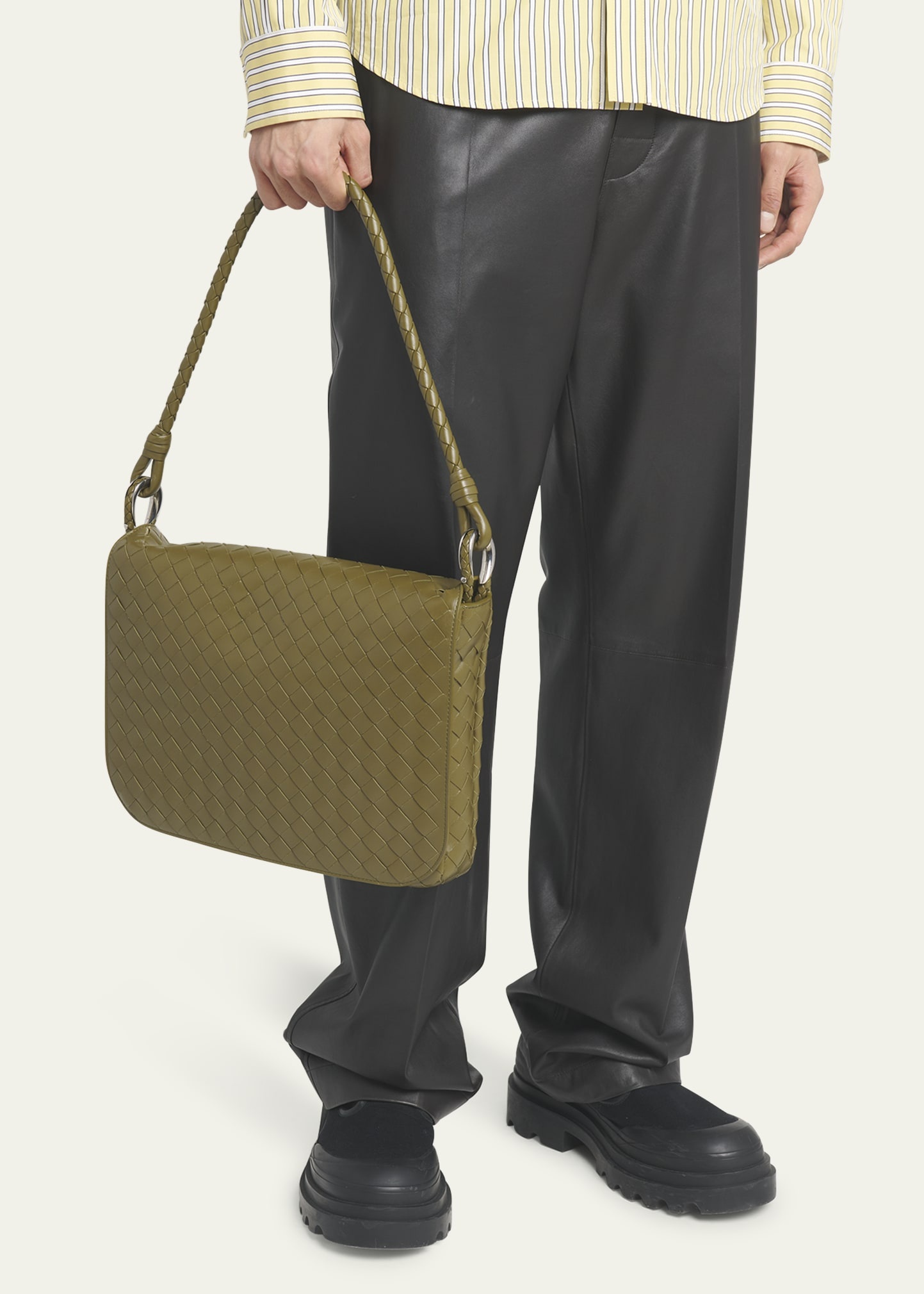 Men's Swing Small Intrecciato Leather Crossbody Bag - 2