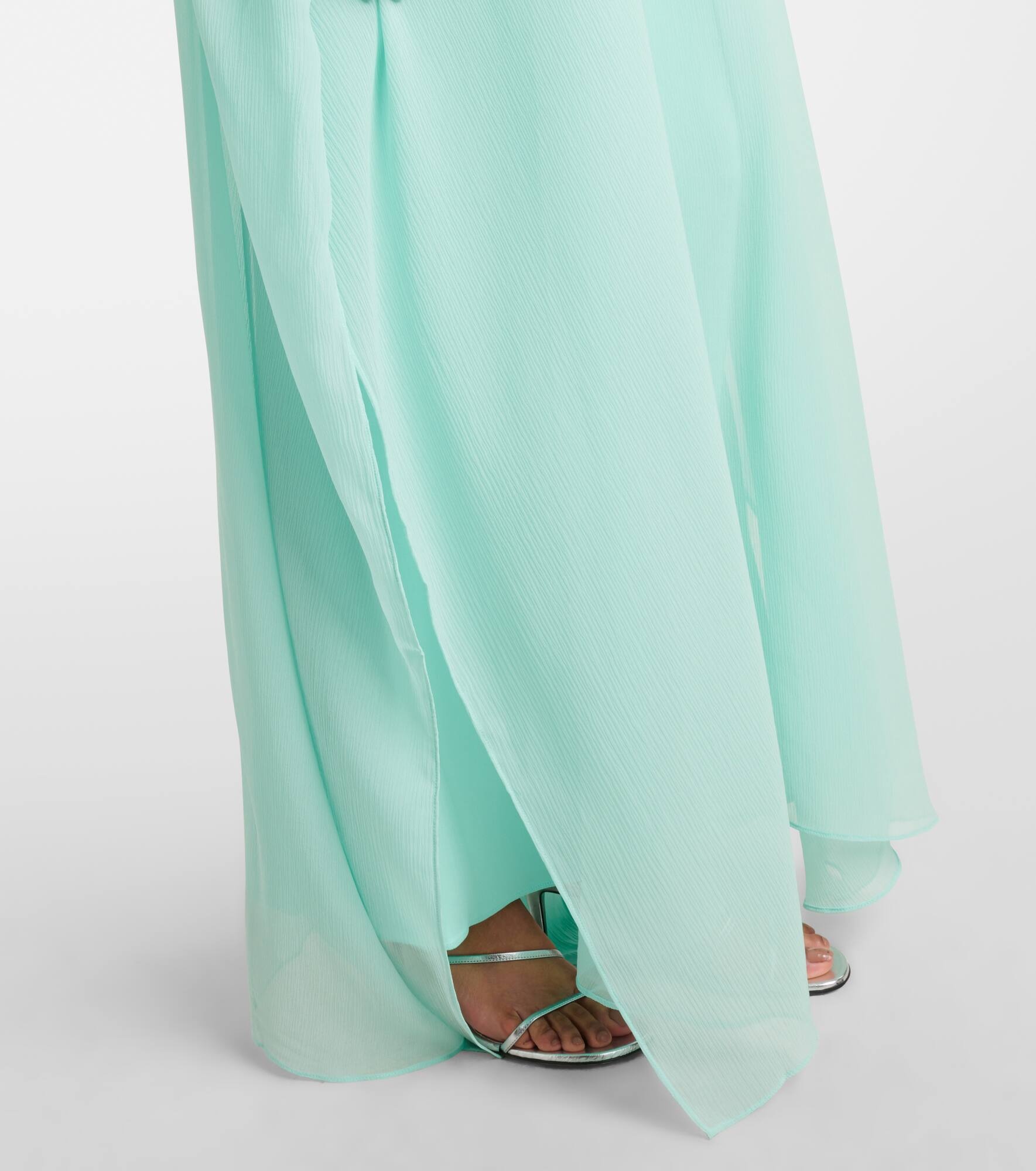 Penelope feather-trimmed silk kaftan - 5