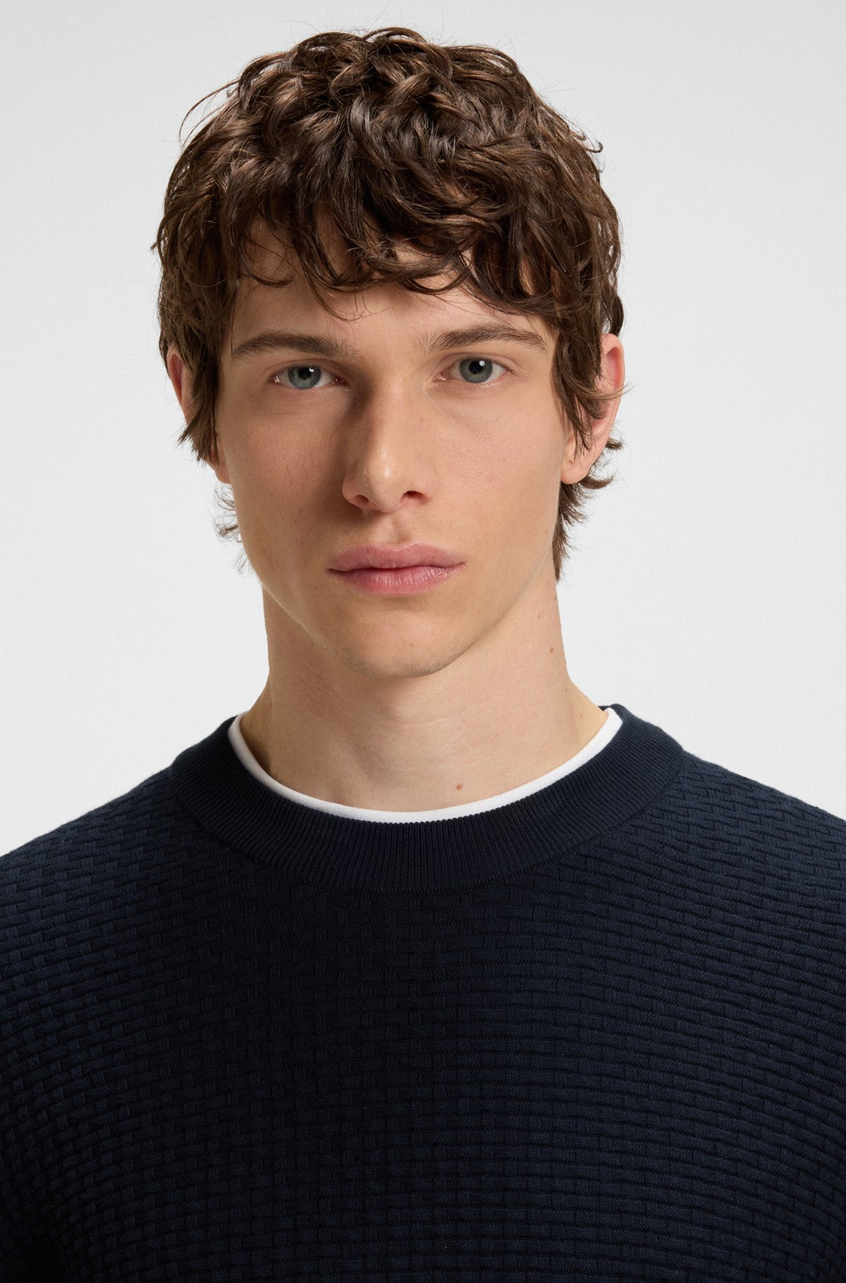 COTTON SWEATER WITH MIXED STRUCTURES - 3