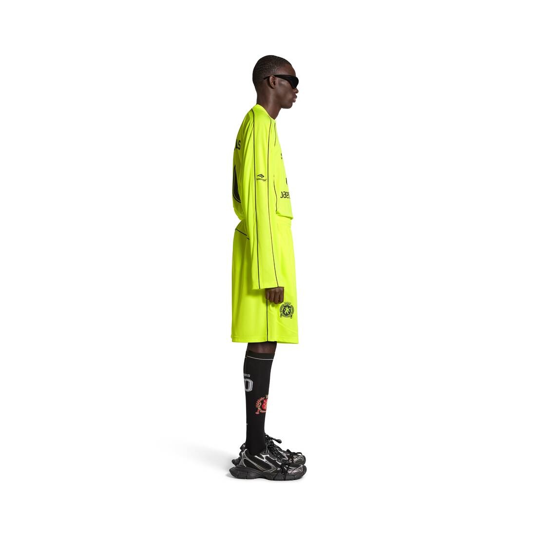 Men's Soccer Baggy Shorts in Neon Yellow - 3