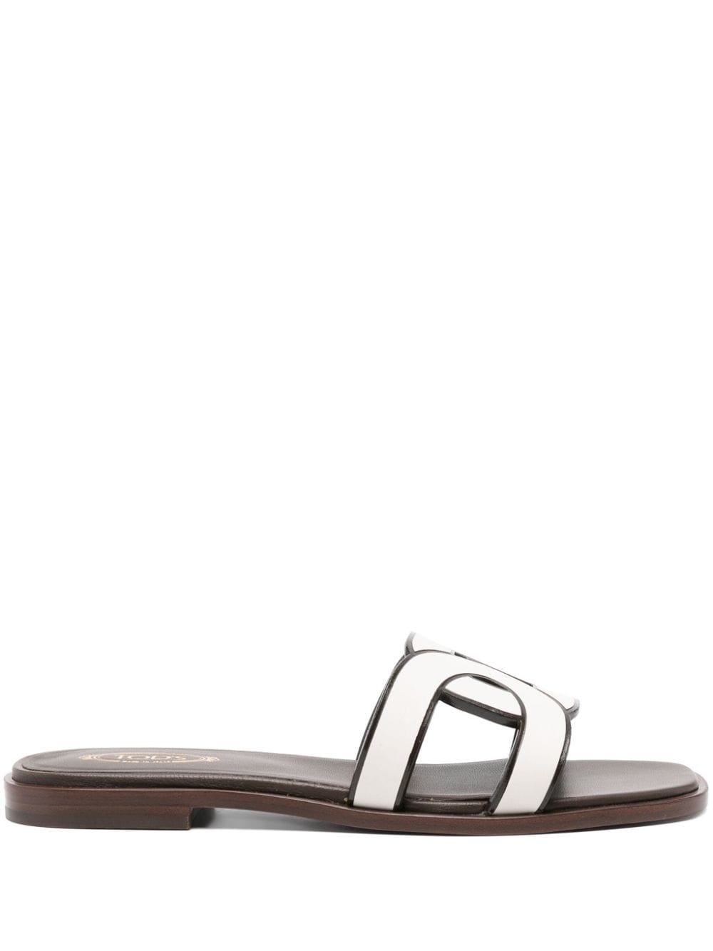 leather two-tone slides - 1