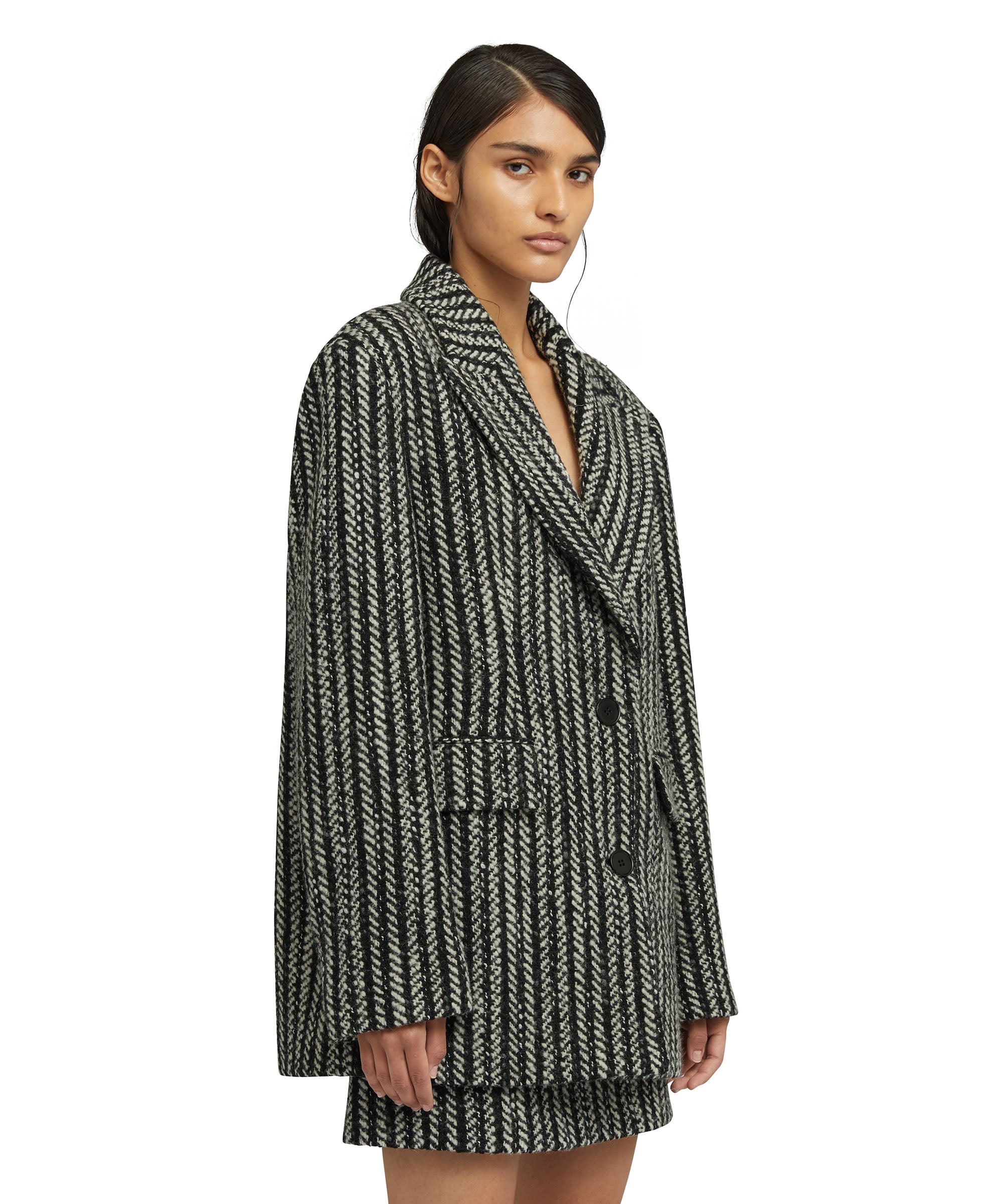 Blended wool "Herringbone Wool felt" short coat - 4