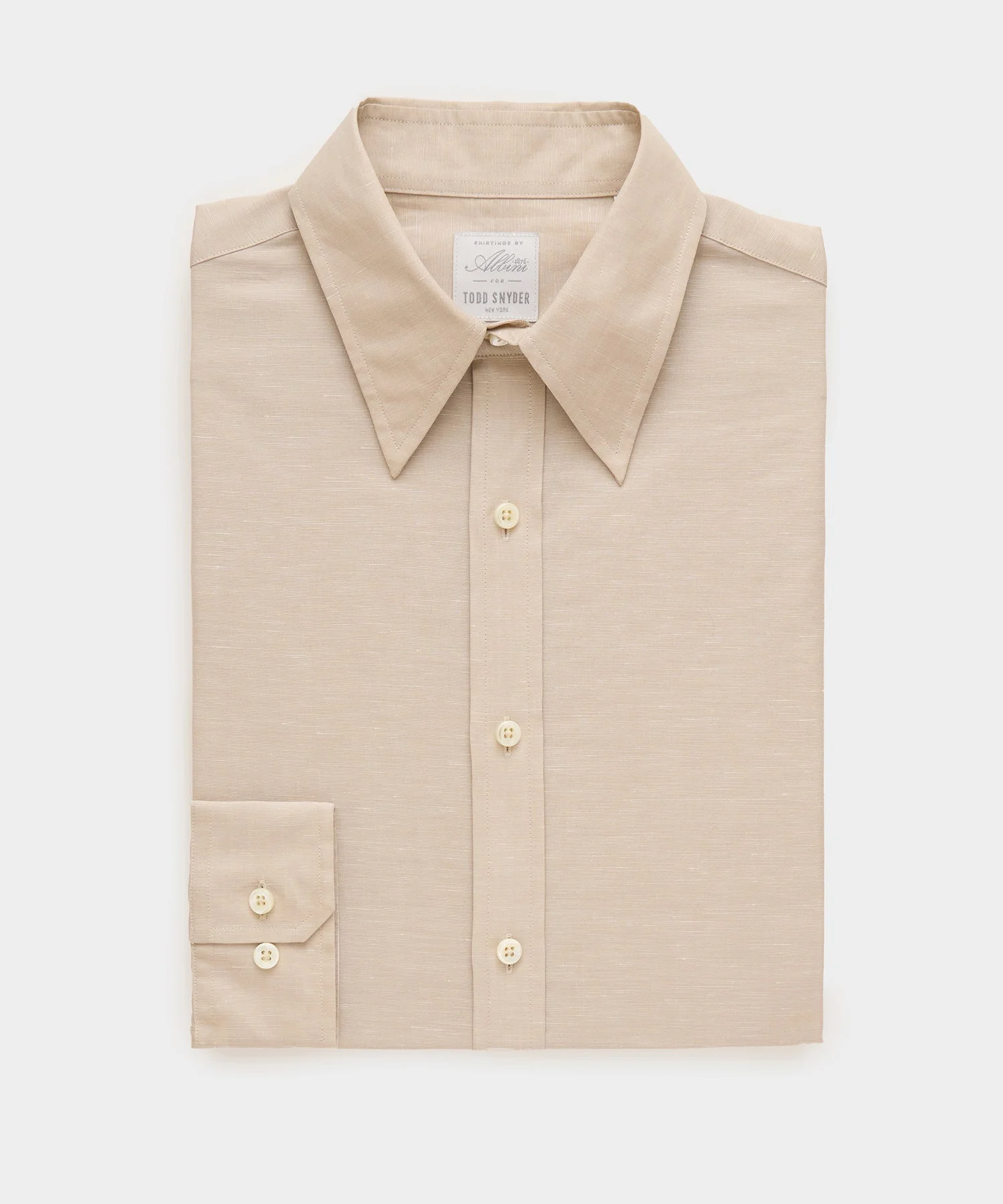 Italian Cotton-Linen Long Point Collar Dress Shirt - 1