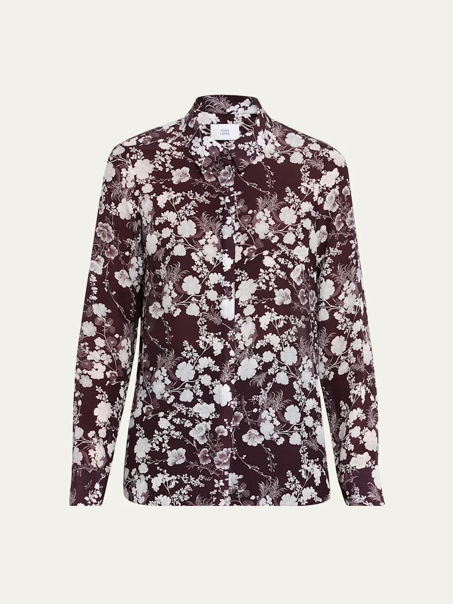 Mathias Floral Silk Button-Down Shirt - 1