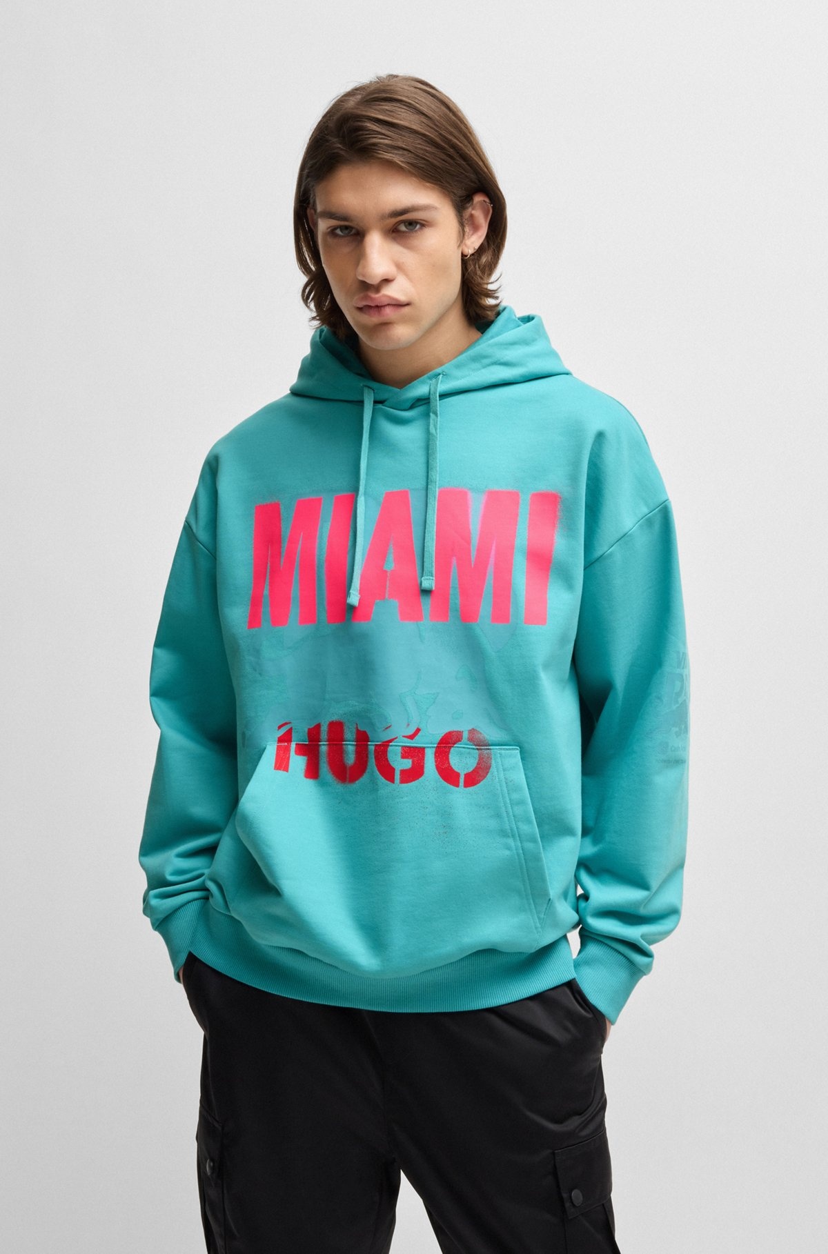 COTTON-TERRY HOODIE WITH MIAMI PRINT - 2