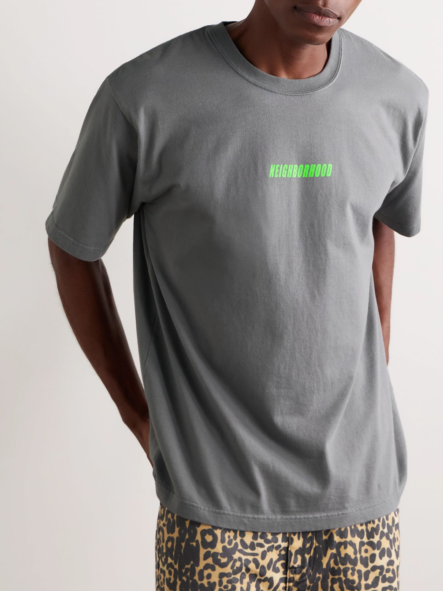 Logo-Print Cotton-Jersey T-Shirt Gray - 3
