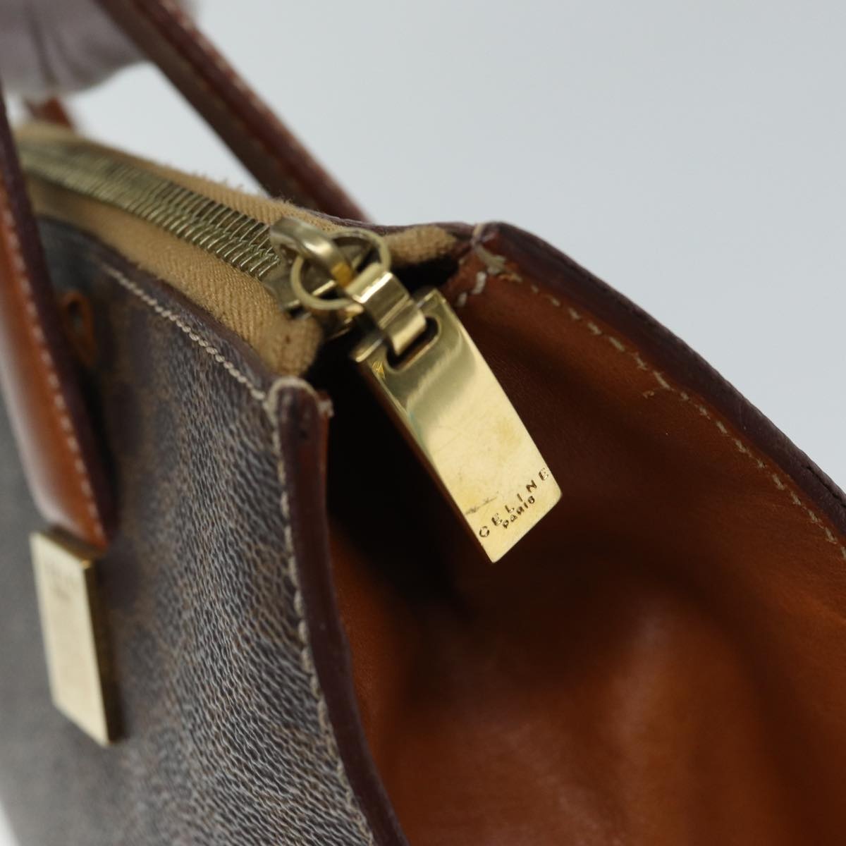 CELINE Macadam Canvas Hand Bag Pvc Brown - 10