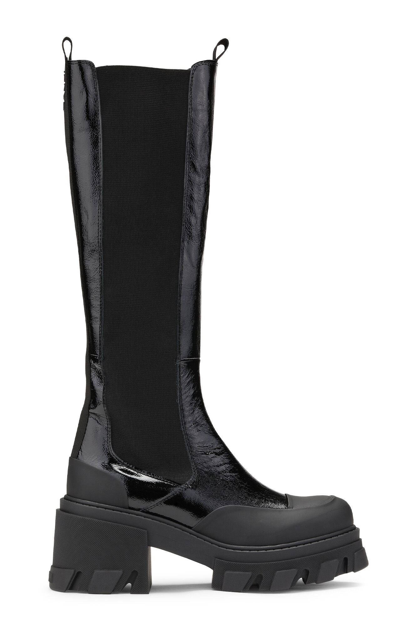 BLACK CLEATED KNEE-HIGH CHELSEA BOOTS - 1