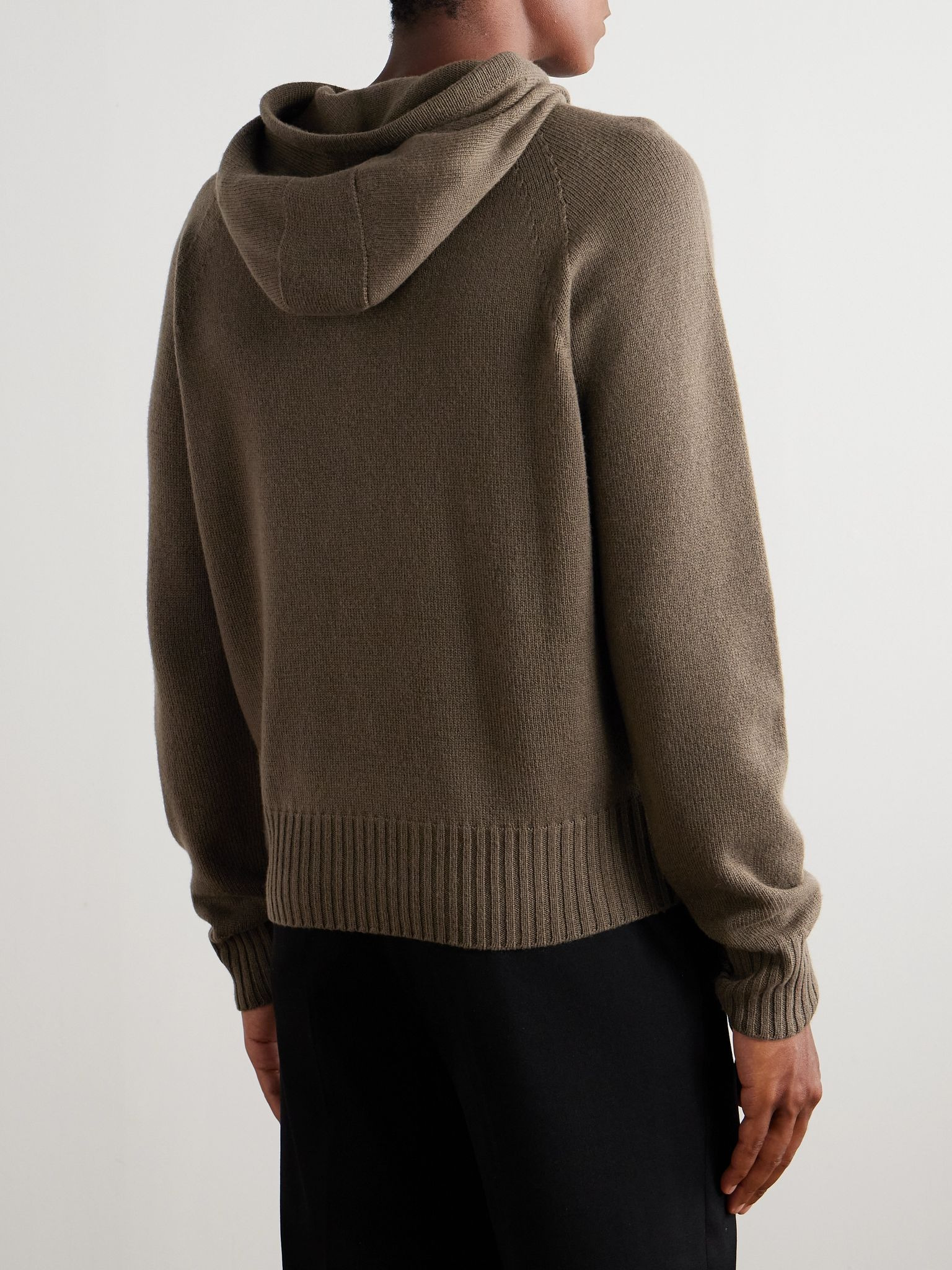 Logo-Embroidered Cashmere Hoodie Brown - 4