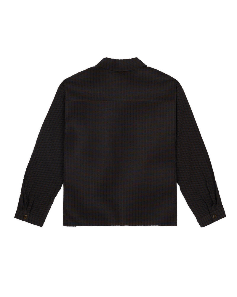 BRAIN DEAD Gingham Round Collar Shirt - Black outlook