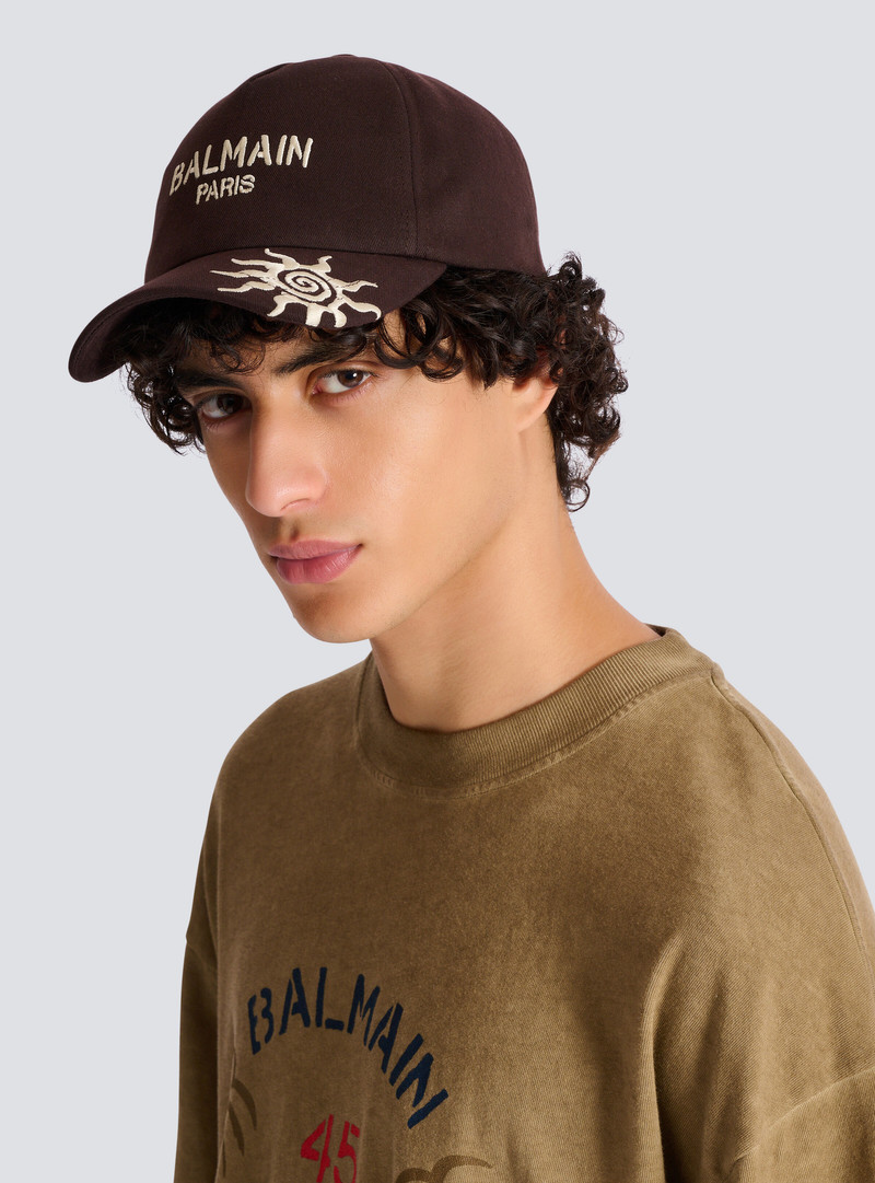 Cotton cap with Balmain Paris and Sun embroidery 6