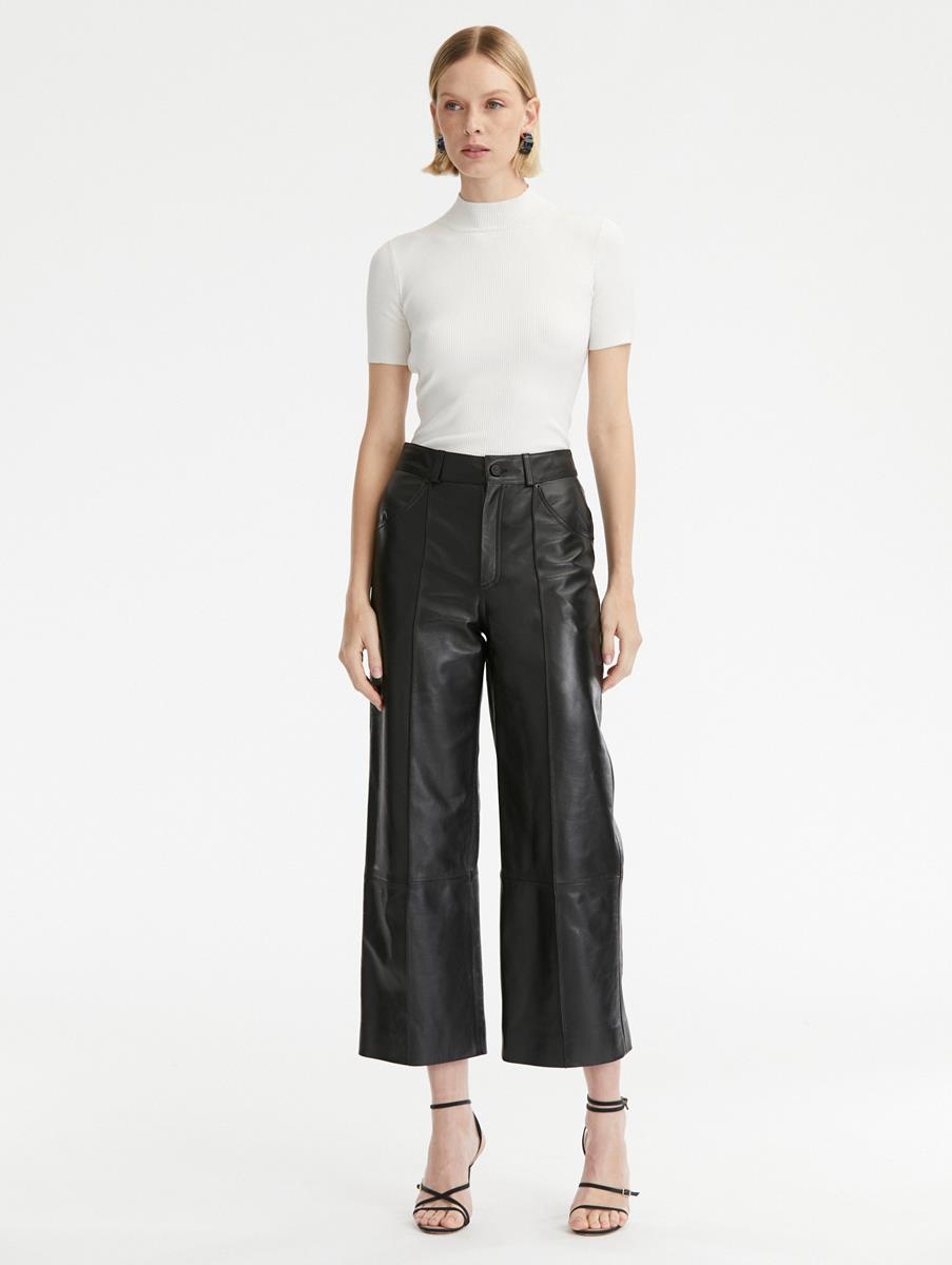 SEAM DETAIL LEATHER PANT - 1