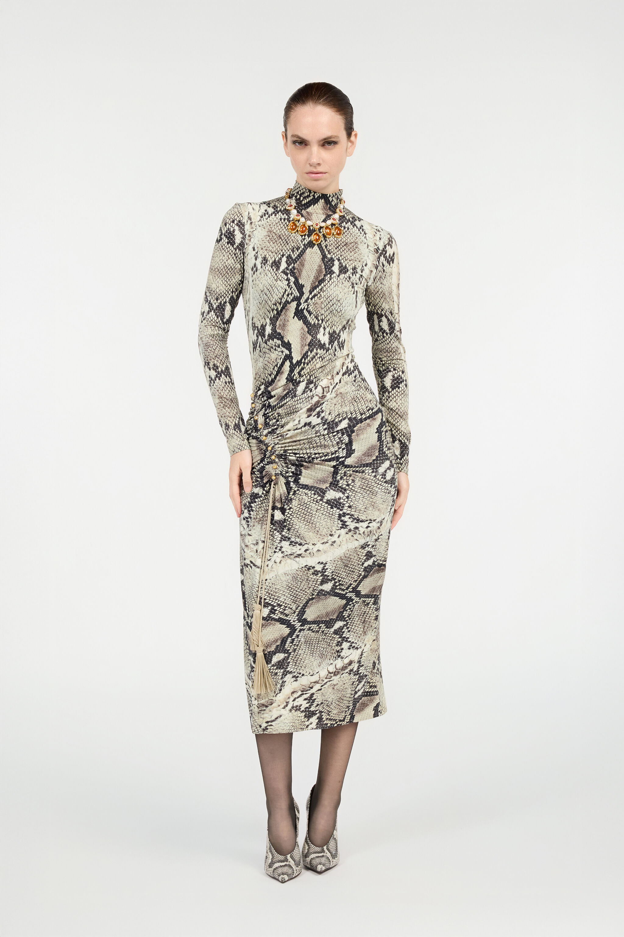 Midi Dress With Python Print - 2