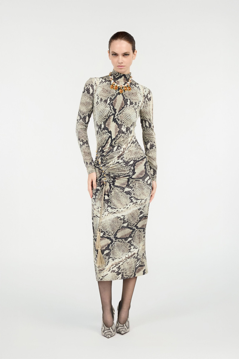 Roberto Cavalli Midi Dress With Python Print outlook
