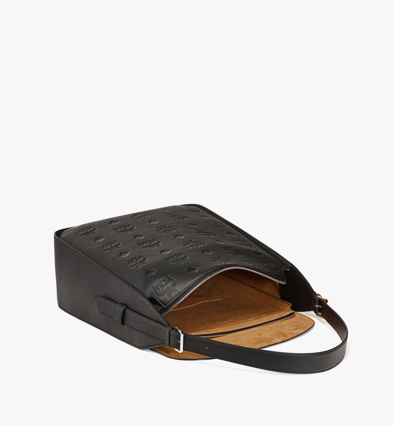 Aren Flap Hobo Bag in Embossed Monogram Leather 4