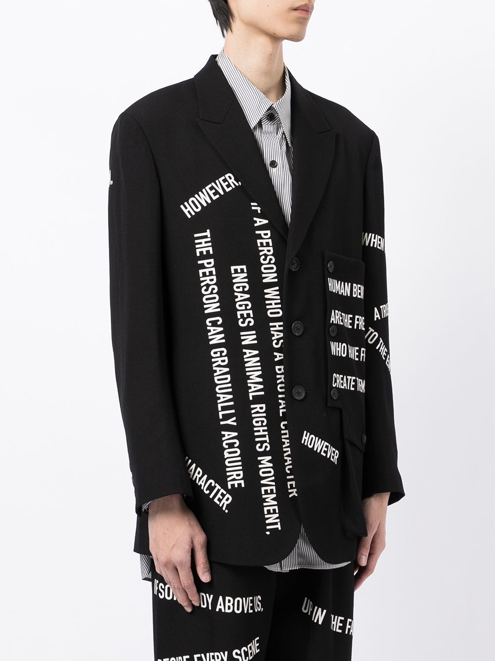 slogan-print wool blazer - 3