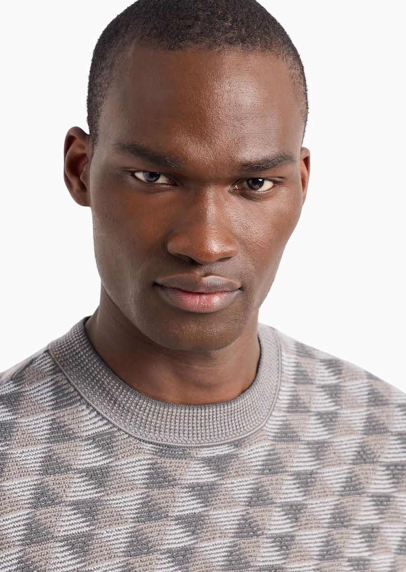 Jacquard virgin-wool, crew-neck jumper 6