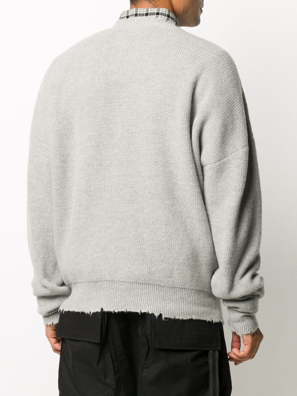 distressed-edge ribbed jumper - 4