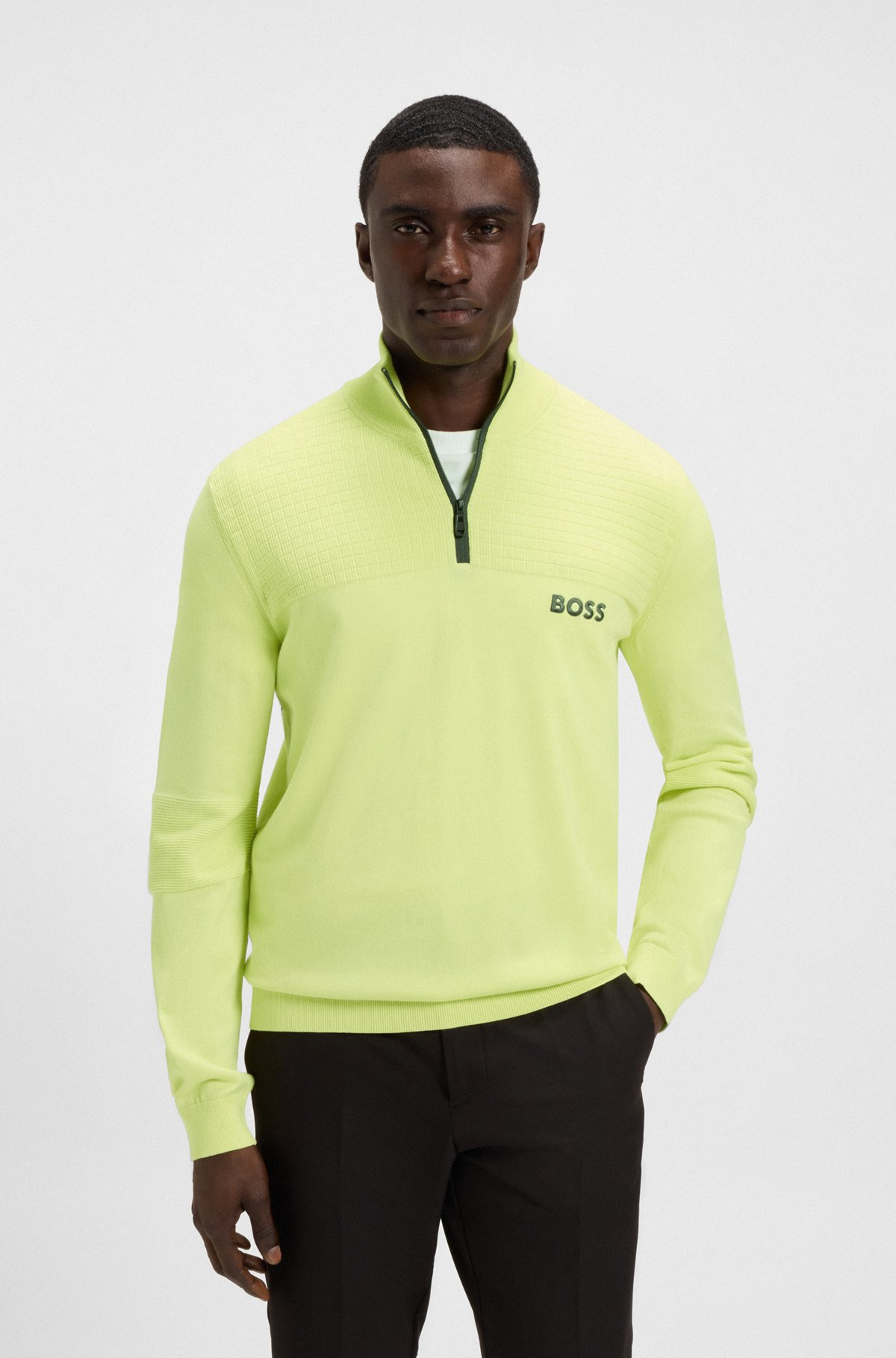 WATER-REPELLENT COTTON SWEATER WITH ZIP NECK - 2