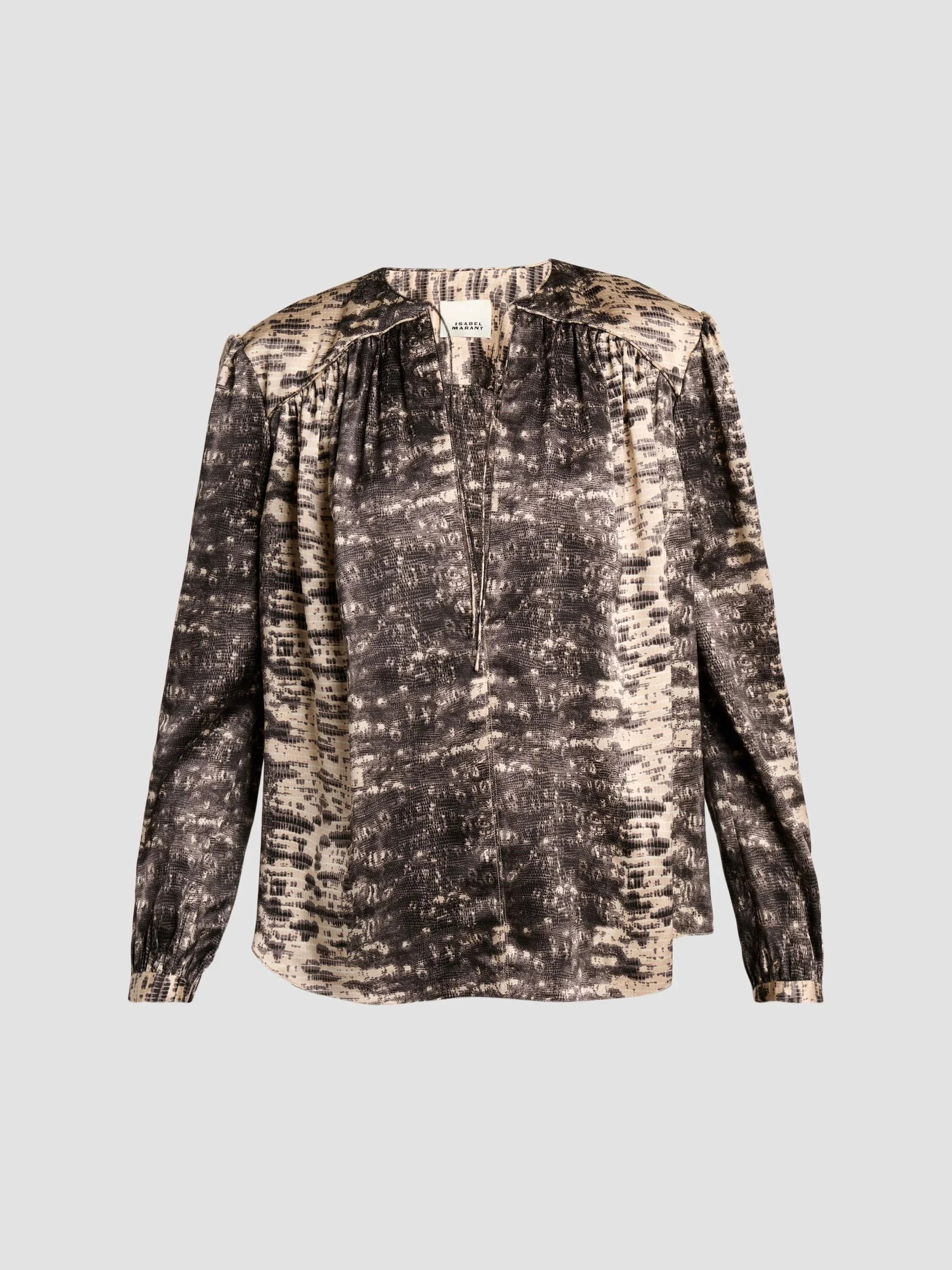 Women's Laraya Printed Silk Blouse - Beige - 1
