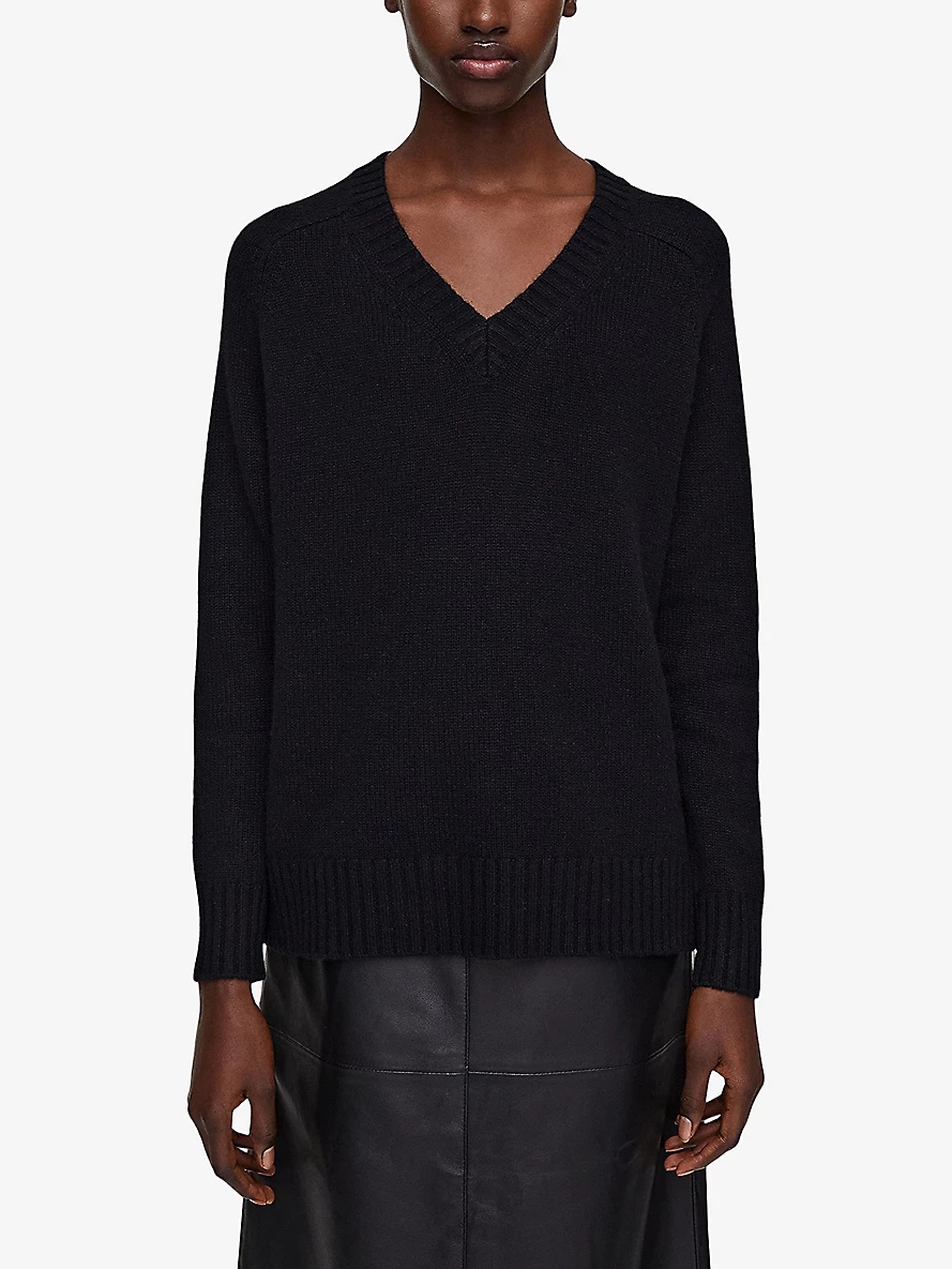 V-neck dropped-shoulder cashmere jumper - 3