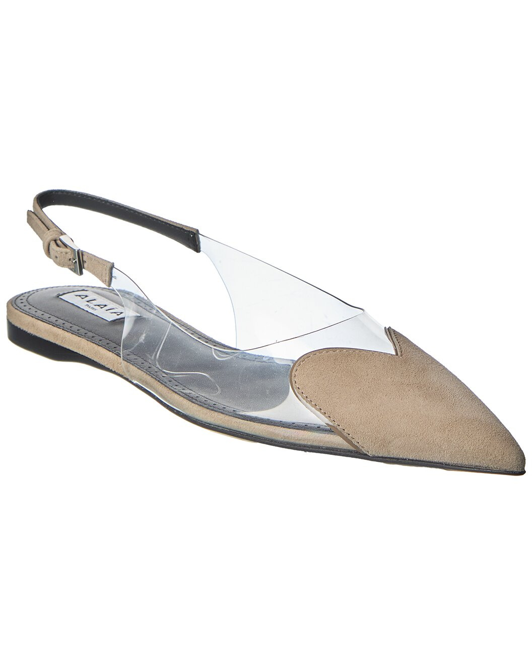 ALAIA Le Coeur Suede & Vinyl Slingback Flat - 1