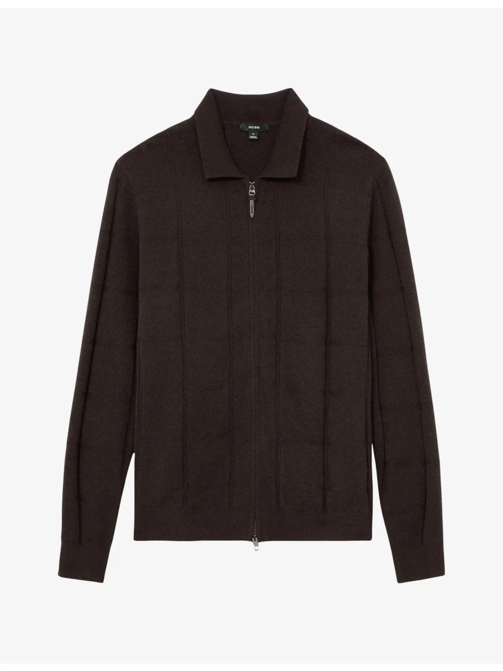 Martindale Check-Textured Zip-Through Wool Cardigan - 1