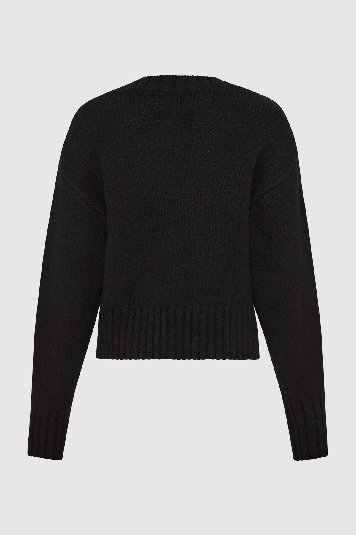 Wool Cashmere Blend Sweater - Black - 6