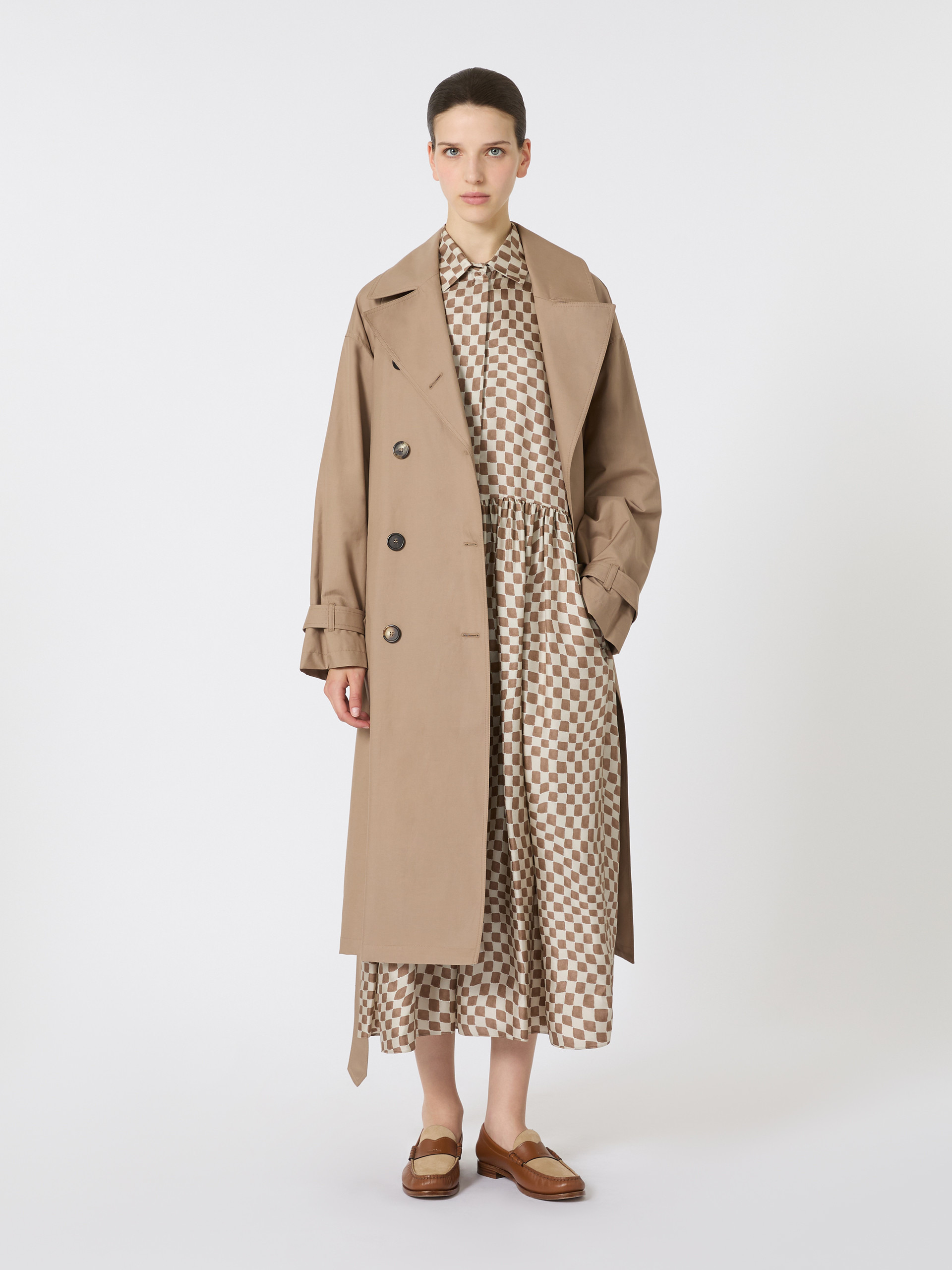 FIORITO Long water-repellent cotton twill trench coat - 2