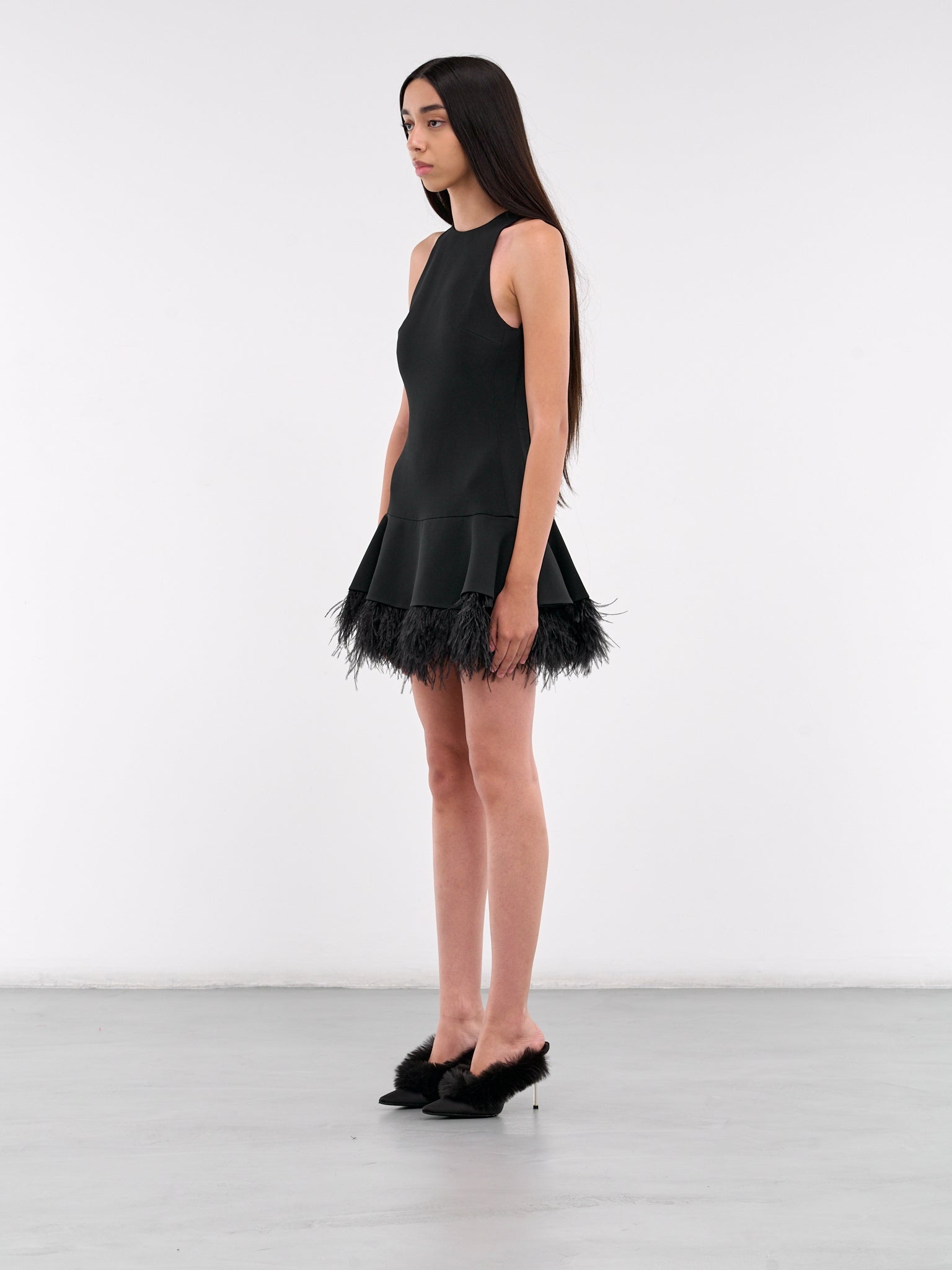 Feather Trim Mini Dress - 2