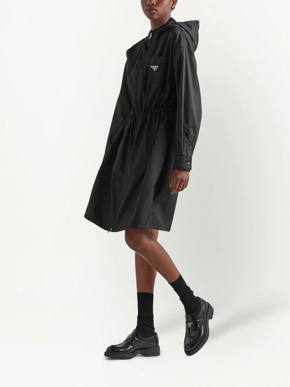 Re-Nylon drawstring hooded coat - 2