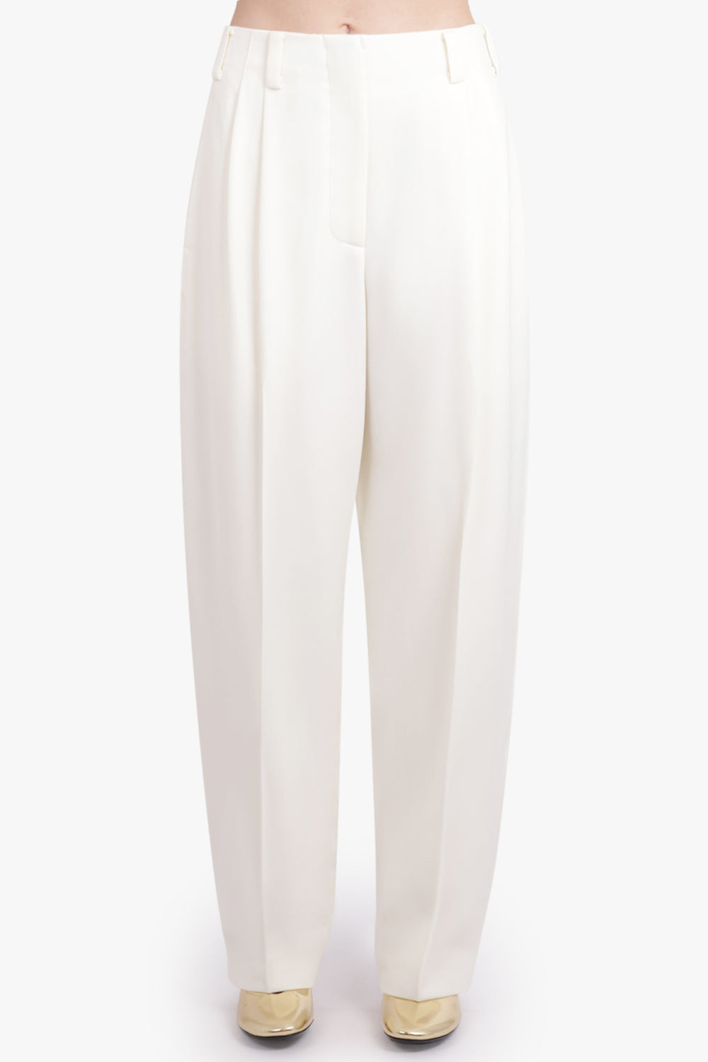 DOUBLE PLEAT WIDE LEG PANT | IVORY - 3
