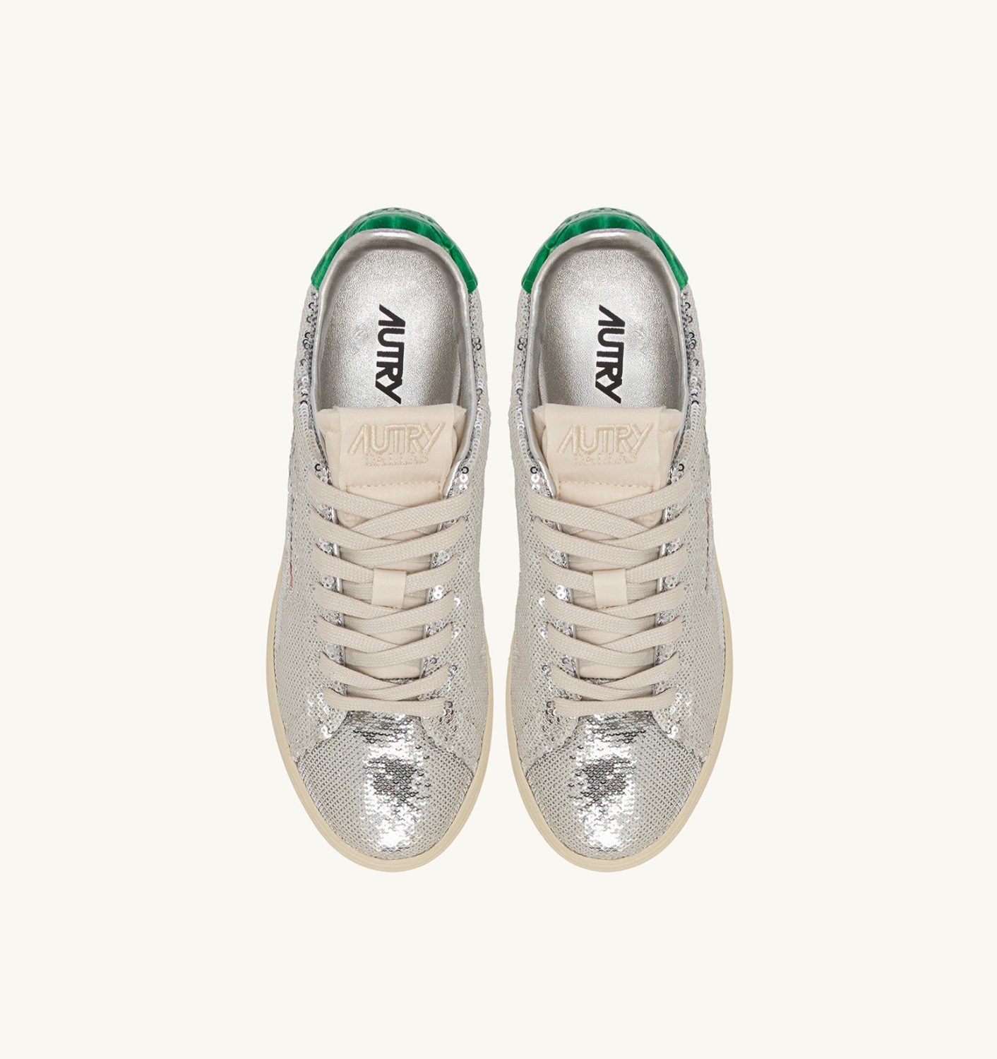 DALLAS LOW 'SPARKLING' SNEAKERS IN SILVER AND GREEN SEQUINS - 5