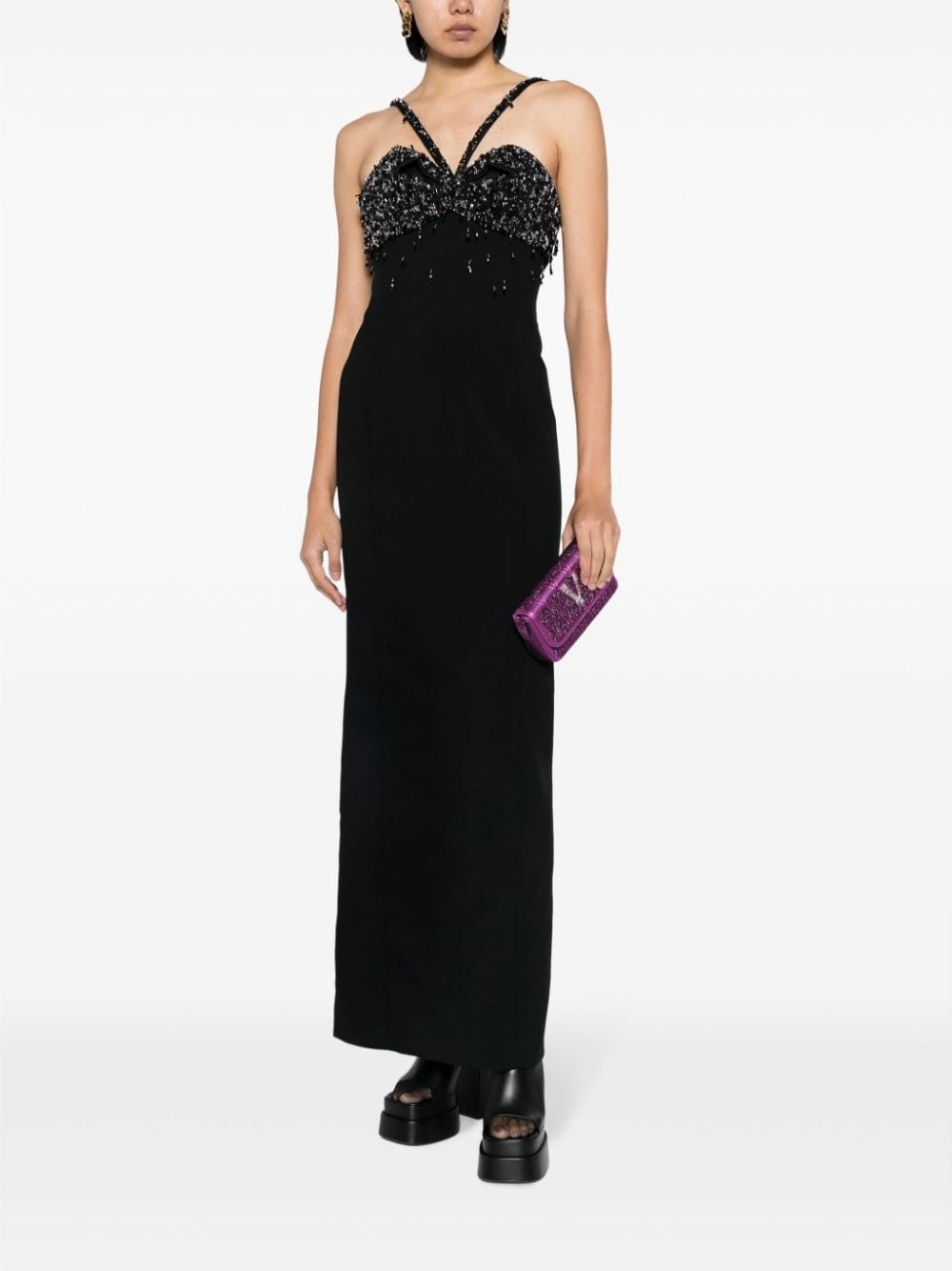 crystal-embellished satin maxi dress - 2