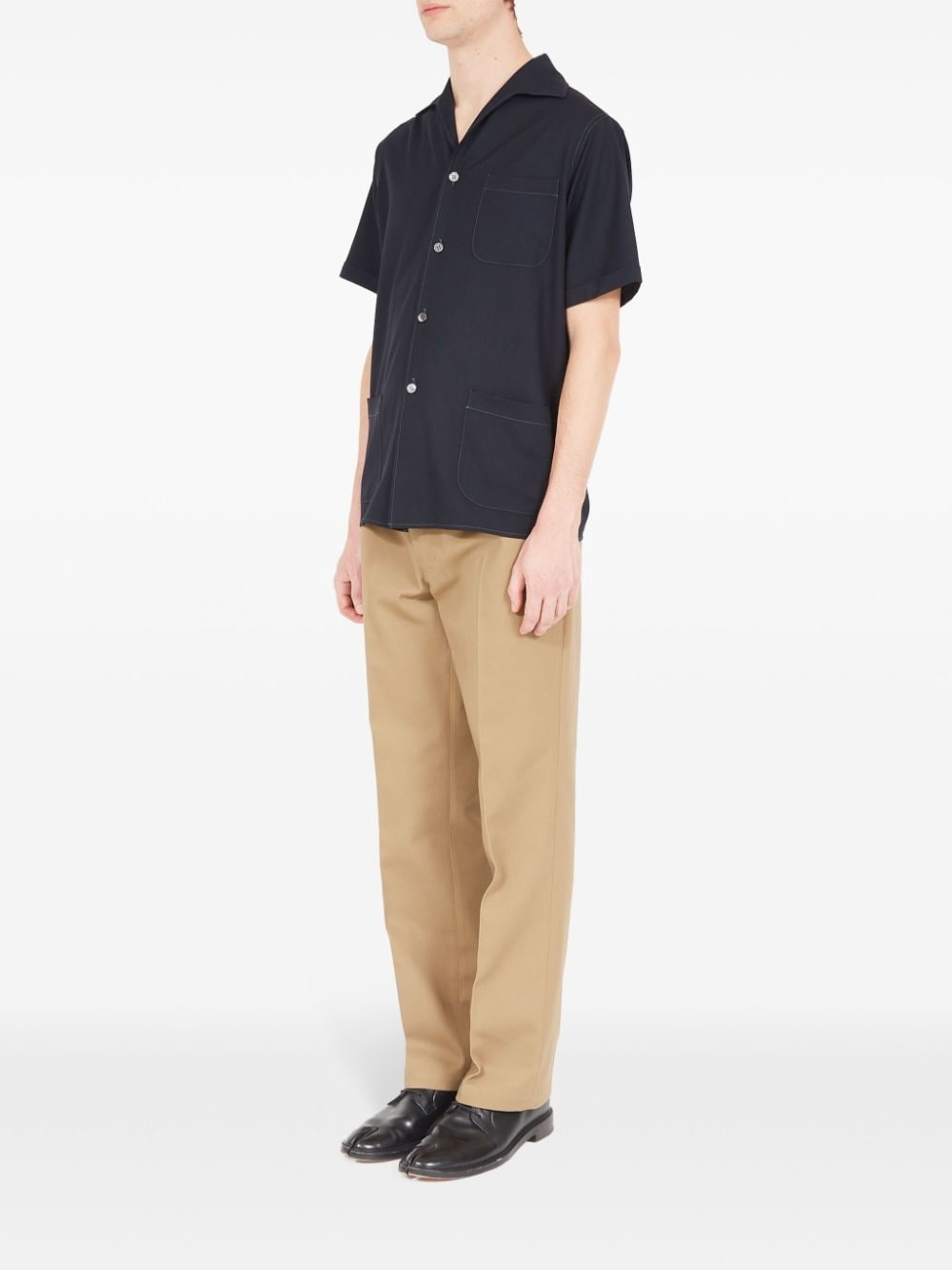 short-sleeve wool shirt - 3