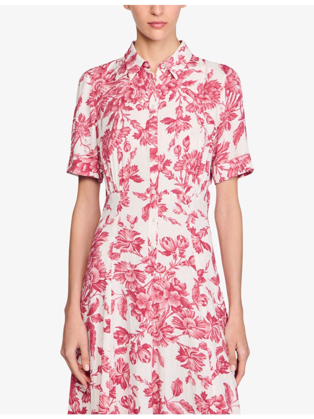 Floral-Print Short-Sleeve Woven Midi Dress - 3