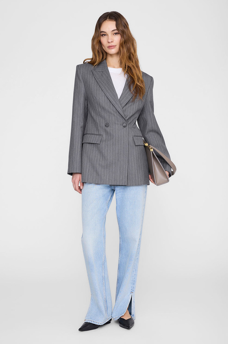 ANINE BING Tiphaine Blazer - Light Grey Pinstripe outlook