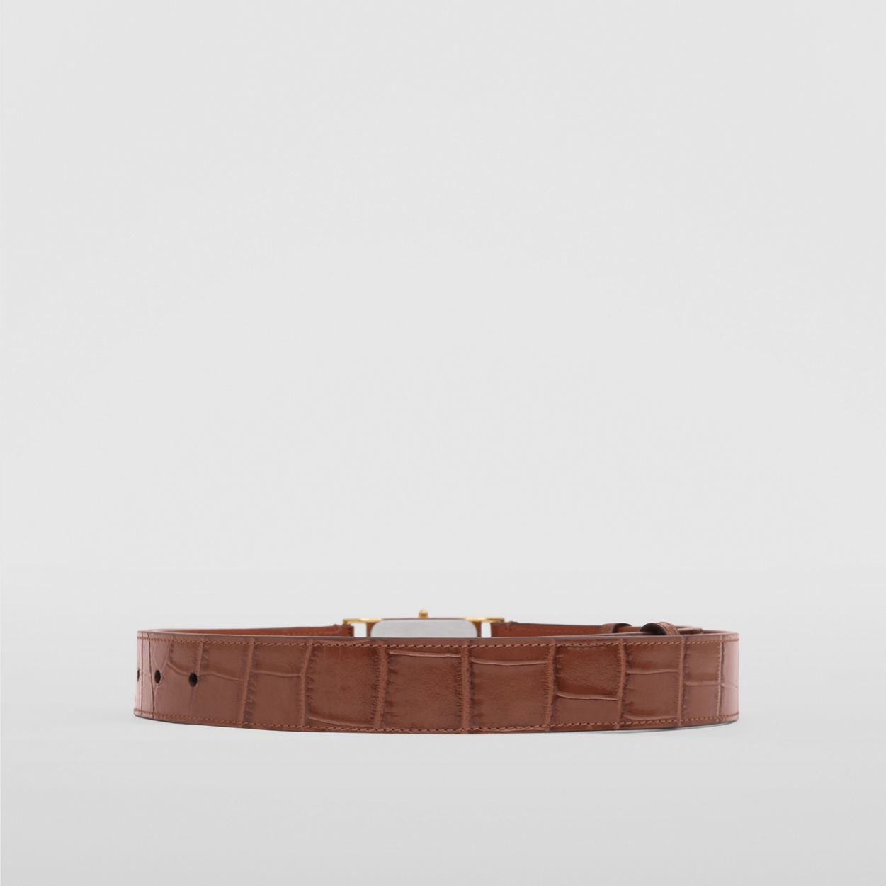 Faux Watch Detail Embossed Leather Belt - 5