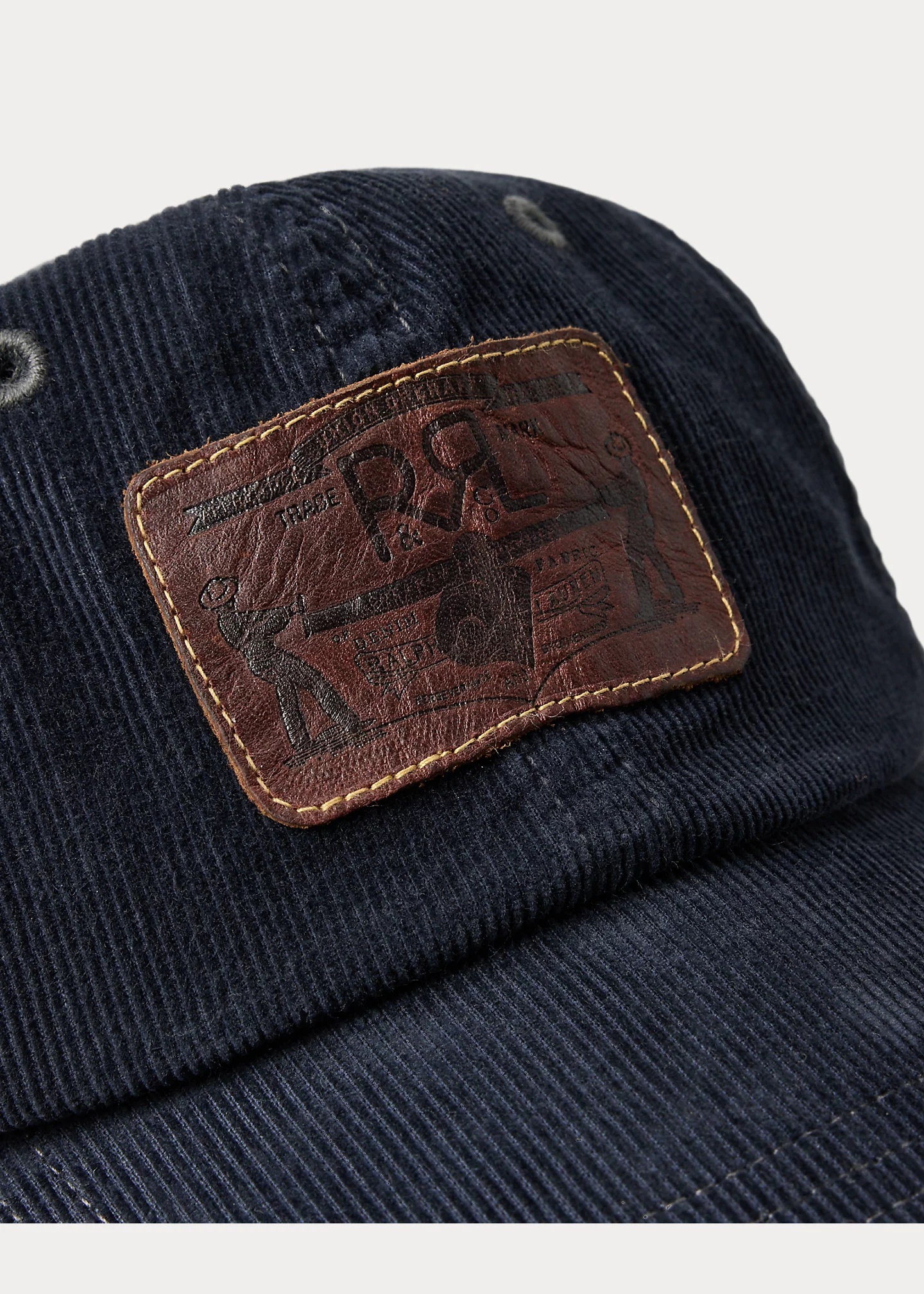 Leather-Patch Corduroy Trucker Cap - 3