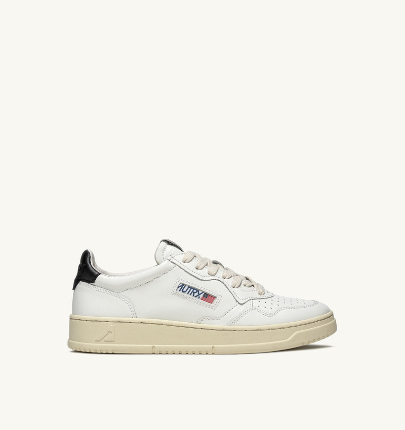 MEDALIST LOW SNEAKERS IN WHITE AND BLACK LEATHER - 1