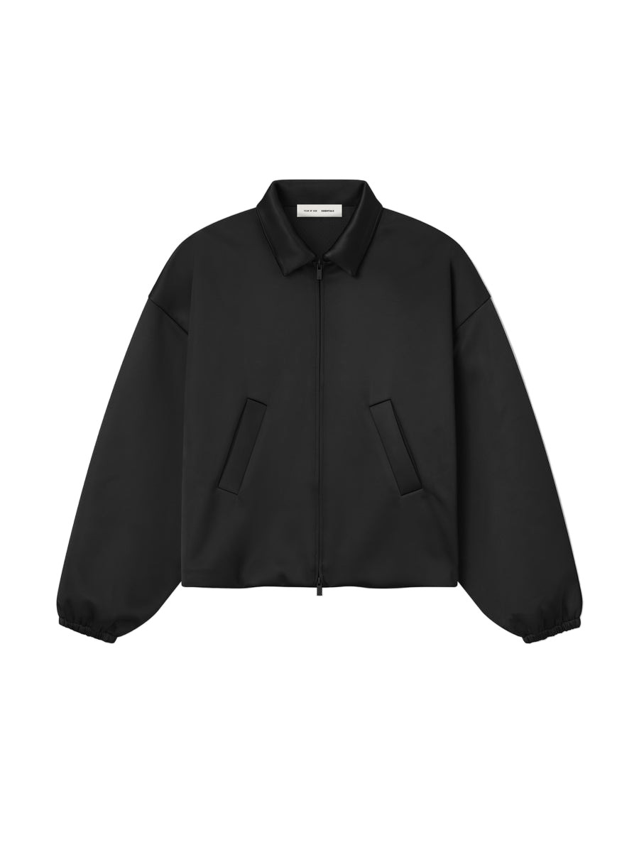 BONDED SATIN ZIP-UP BOMBER (JET BLACK) - 1