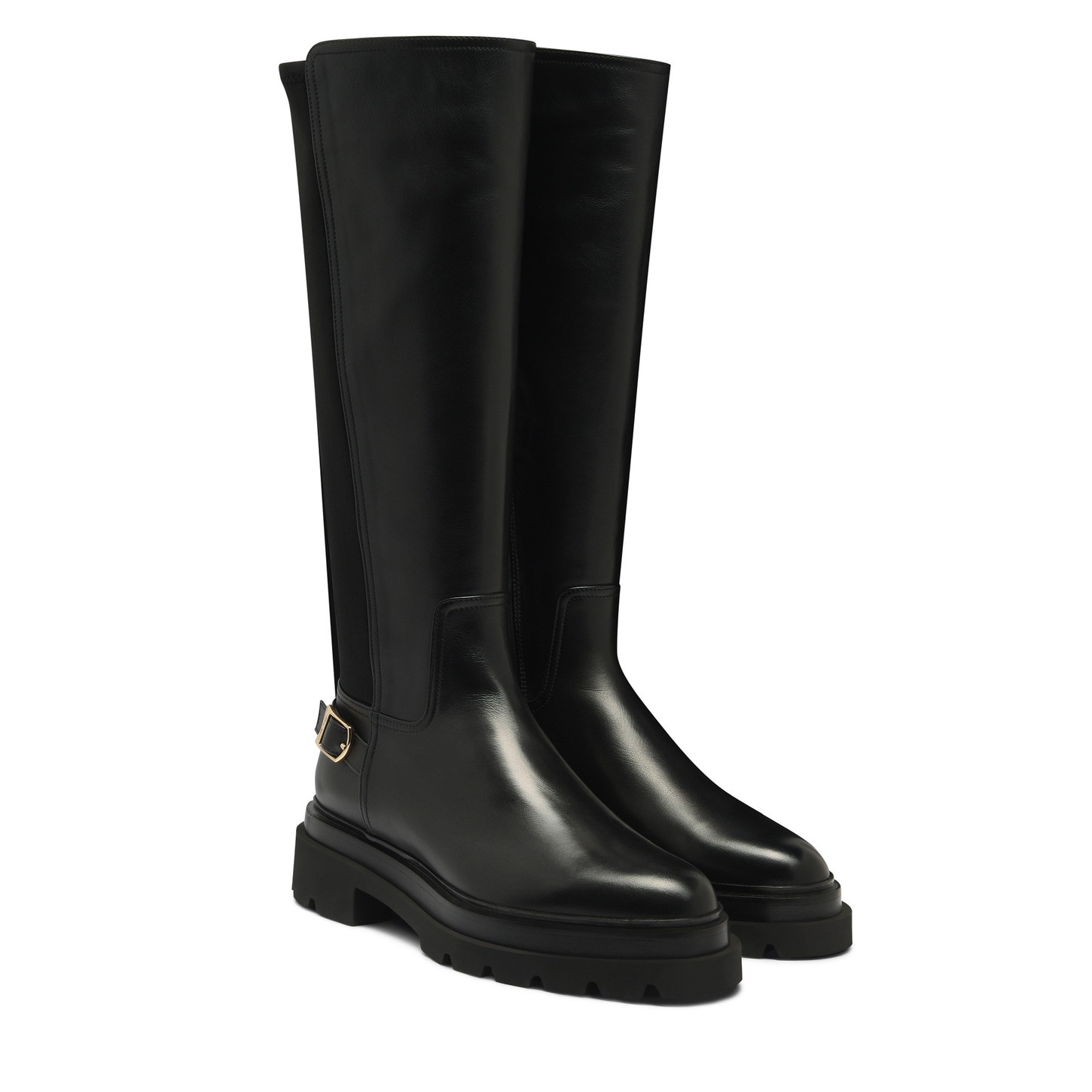 Women's black leather boot - 3