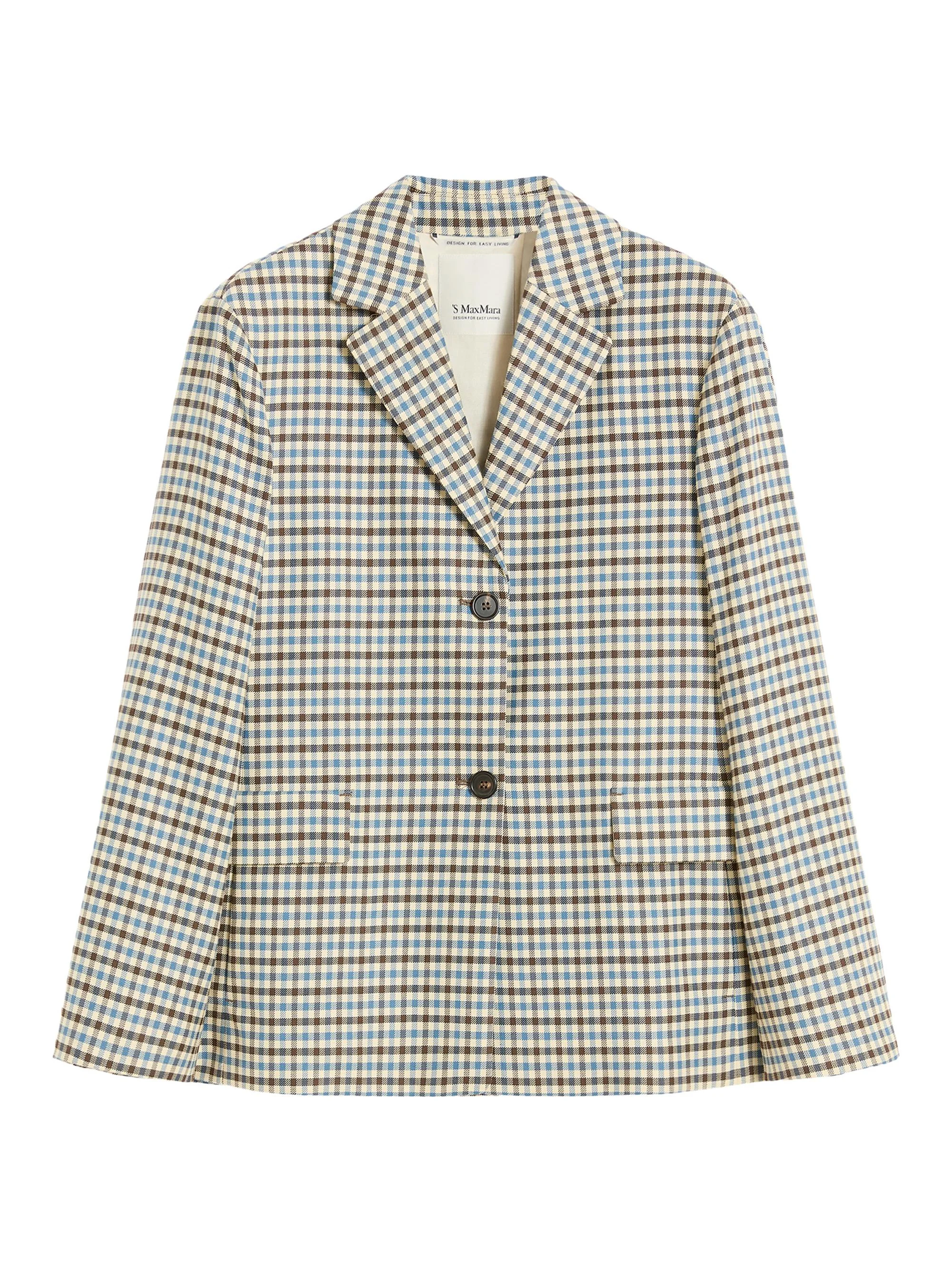 Women's Single Breasted Wool and Cotton Jacket - Light Blue - 1