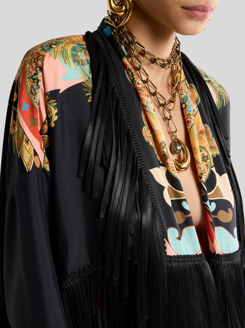 Etro SILK JACKET WITH FRINGING AND PLACED PRINT outlook