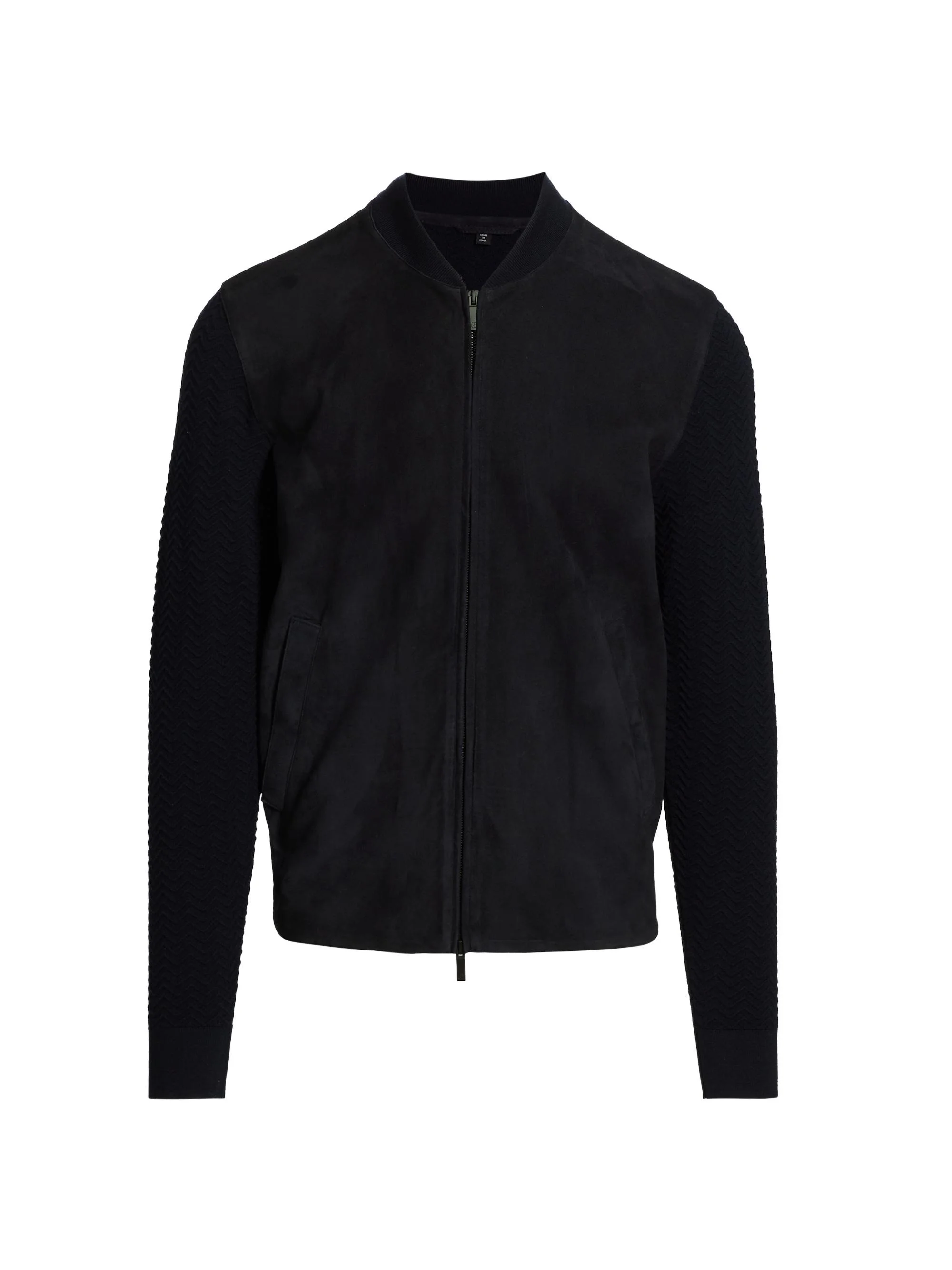 Men's Suede Knit Full-Zip Jacket - Navy - 1