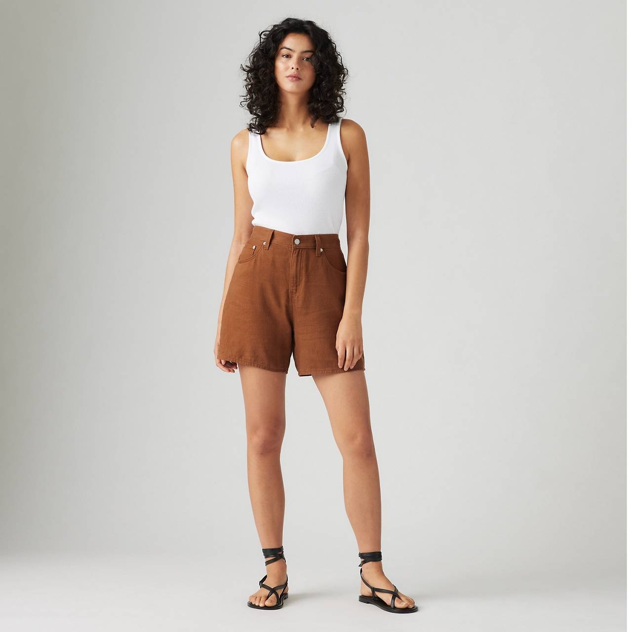 HIGH RISE BAGGY LINEN BLEND LIGHTWEIGHT WOMEN'S SHORTS - 2