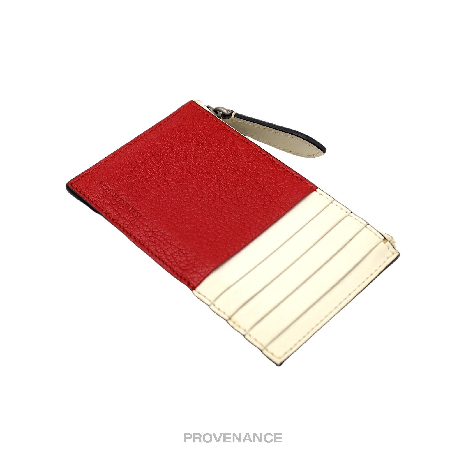 Burberry Two Tone Zip Card Wallet - Red/White - 7