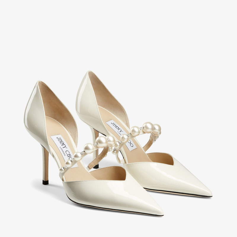 JIMMY CHOO Aurelie 85
Latte Patent Leather Pointed Pumps with Pearl Embellishment outlook