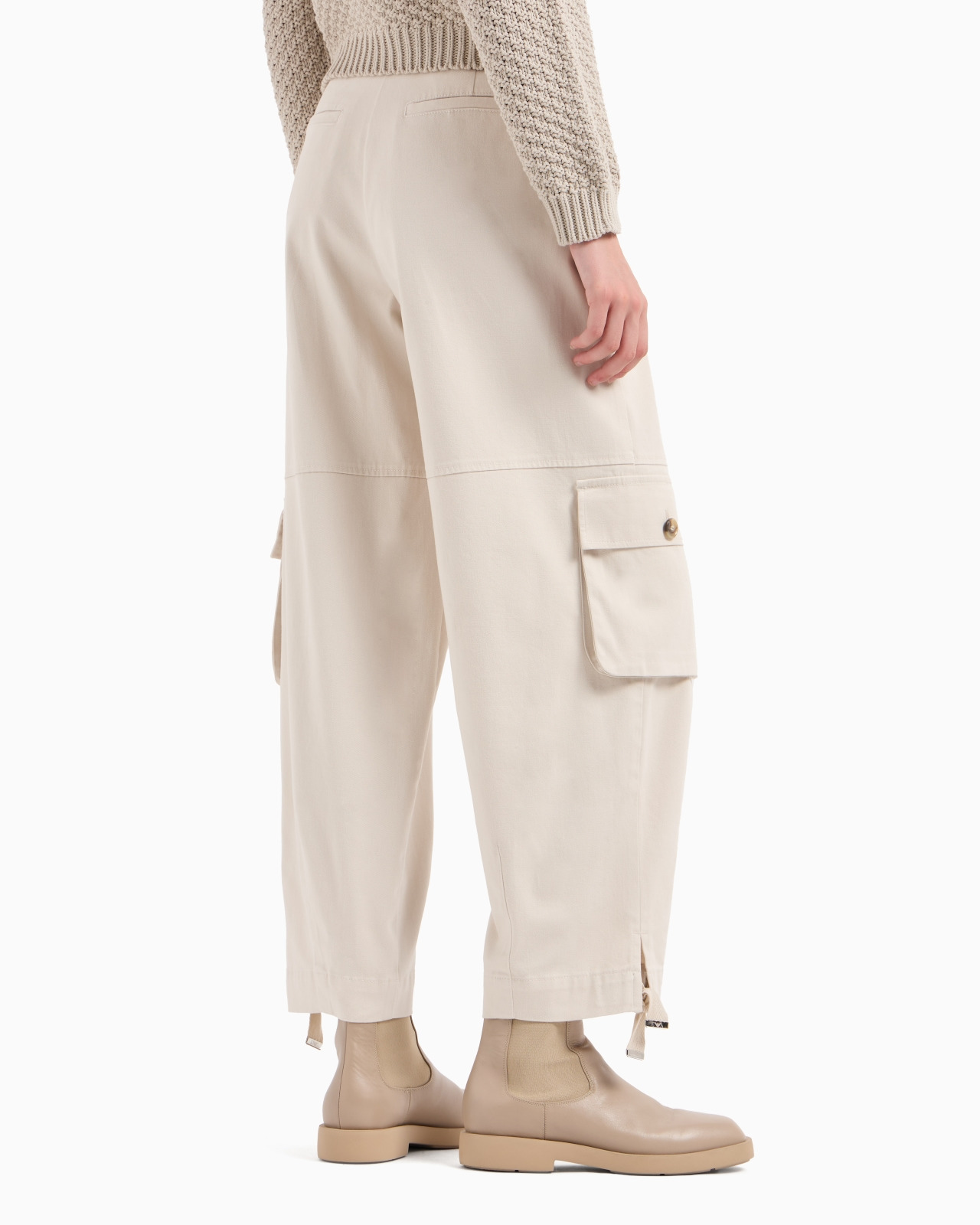 Stretch cotton gabardine cargo trousers - 3